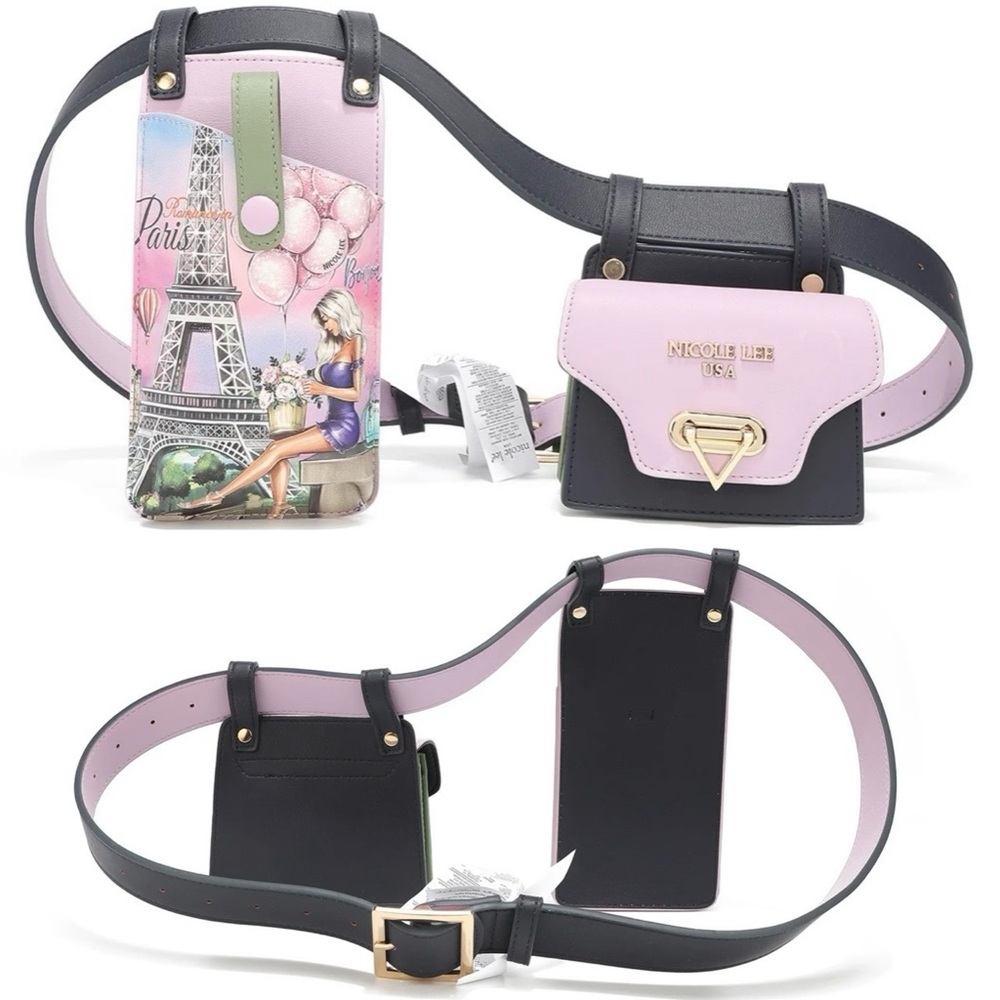 Nicole Lee-Camilla Double Pouch Belt Bag-Romance in Paris print-NWT